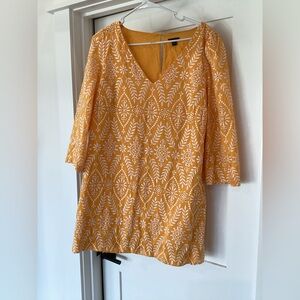 Ann Taylor Yellow and White Patterned Dress